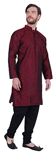 Maple Clothing Indian Wedding Party Wear Poly Silk Men's Kurta Pajama2