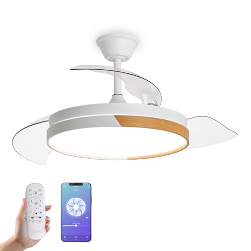 YOEVU NATURE WHITE | Ventilador de techo inteligente | Blanco y madera, aspas...
