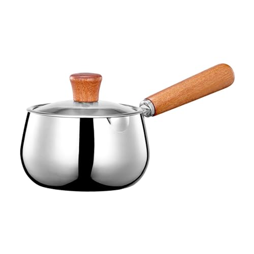 MagiDeal Edelstahl Milchtopf mit Holzgriff