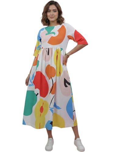 Image of GRECIILOOKS Women Dress for Women | Sleeveless Western One Piece Dress for Women Long | Casual Printed Summer Dresses for Beach & Stylish Party Outifits