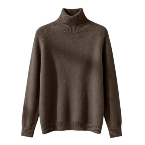 Iufabrpcs Turtle Neck Sweater for Women Lightweight Warm Cozy Knit Tops Brown L - image 3