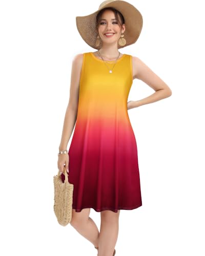Image of elescat Women's Summer Dresses Casual Sleeveless Loose Sundress with Pocket