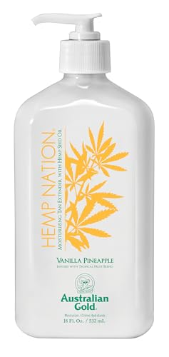 Australian Gold Hemp Nation Vanilla Pineapple Tan Extender Lotion, 18 oz, Antioxidants & Vitamins, Soft Focus Microspheres, Hemp Seed Oil, Hydrating Complex, Age-Defying Blend, No THC & Paraben