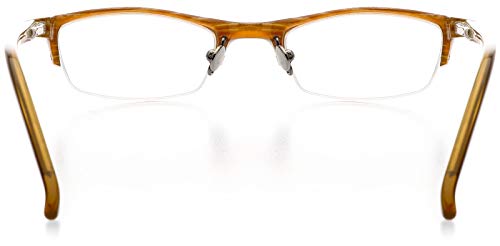Hit Notion Optical Eyewear - Modified Oval Shape, Plastic Half Rim Frame - For Women Or Men Prescription Eyeglasses Rx, Caramel #TOP1