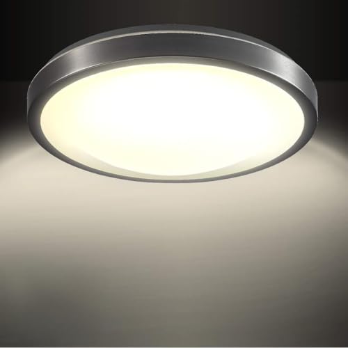 CORSO 16inch LED Motion Sensor Light 15W 1050LM with Motion Detector & Daylight Sensor, Round Flush Mount Ceiling Light Fixture 3000K Warm White for Indoor/Outdoor Hallway Stair Garage Balcony Pantry