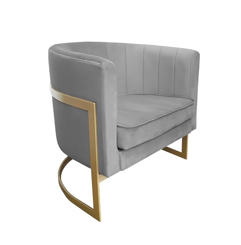 MartHome Poltrona Moderna Goya - Poltrona Stile Loft, Poltrona in Velluto Imbottito per Soggiorno, Camera - Cleanaboo & PETPROOF - Poltrona da Soggiorno, Poltrona Relax (Dorado, Gris Mg17)