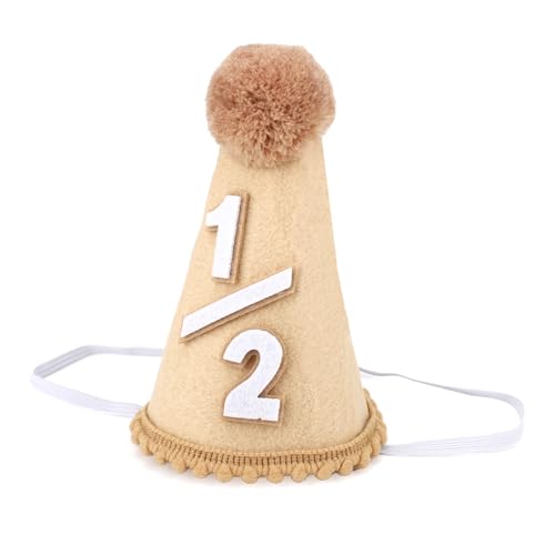Chapeau Demi Anniversaire 6 Mois Beige Cone Fete