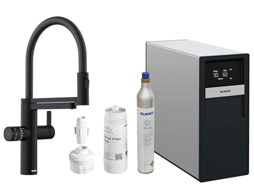 BLANCO drink.soda EVOL-S Pro schwarz matt | Multifunktionales Soda-Wassersystem | Gekühltes Wasser in still, medium & sprudel | Inkl. App | Wassersprudler | Click & Touch Mengeneinstellung | Armatur