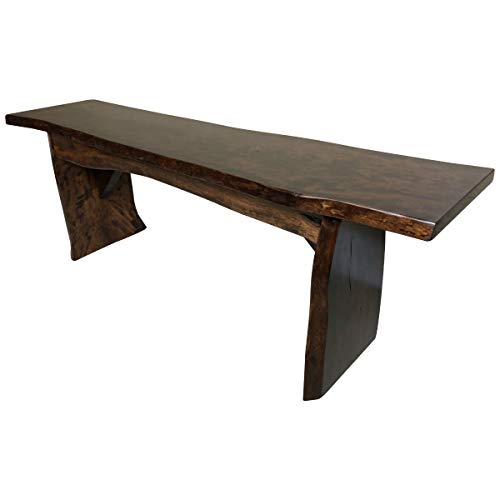 Live Edge Wooden Bench – Solid Wood Dining Bench – Rustic Home Décor Furniture – Natural Edge Wooden Slab Bench (3' Long, Rustic Cherry Wood With Asbury Stain) #TOP2