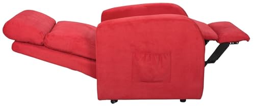Sime EL-2 relaxsessel elektrisch 2 Motoren, unabhängig verstellbares Rückenlehnen-Fußteil 4 Räder bewegen den Benutzer Abnehmbarer und waschbarer Bezug fernsehsessel mit aufstehhilfe Rot – Bild 5