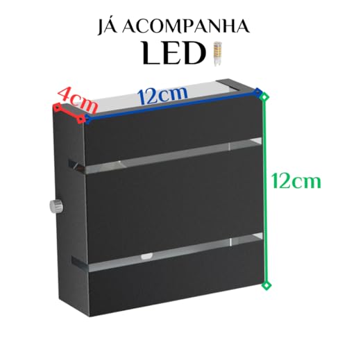 Arandela Externa Slim 2 Frisos Luminária de Parede Muro 2 Fachos 2 Focos Em Alumínio Interna + Led G