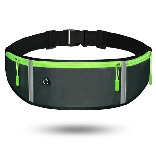 Zimoer Outdoor Sports Waist Pack, Sweatproof Waist Running Belt, Reflective Stripes Running Bag with Adjustable Elastic Strap, Waterproof Phone Fanny Pack Travel Pouch Belt with Headphone Hole (Grey)