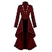 iHENGH Damen Gothic Steampunk Button Lace Korsett Halloween Kostüm Mantel Frack Jacke(Rot, S)