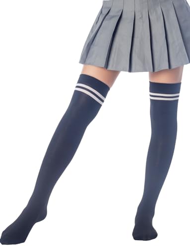 Image of iB-iP Women's Football Style Stripes Sports Thigh High Long Socks