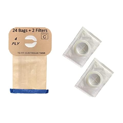 NorthShore Vacuum 24 Pack Replacement Electrolux Style C Canister Vacuum Bags + 2 Replacement After Filters. Cover