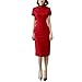 HongH Women's Floral Lace Embroidery Cheongsam Vintage Short Sleeve Side Slit Qipao Midi Dress Chinese Tradtional Costume 1920s Fashion (M, 102# Red)