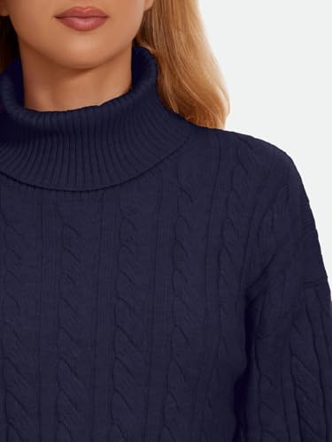 ZANZEA Turtleneck Sweater Women Long Sleeve Oversized Pullover Spilt Hem Chunky Cable Knit Jumper Fall Sweaters 20254
