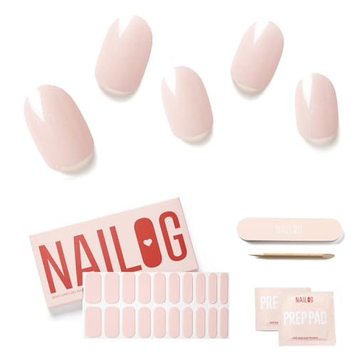 Ongles en Gel UV Semi Durci - 20 Pcs NAILOG Autocollants auto-adhésifs de vernis à ongles,lampe UV/LED requise, autocollants pour Nail Art,idee cadeau femme,...