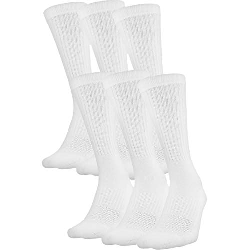 Under Armour Training Cotton Crew Sock - 6-Pack White, 10.0-13.0
