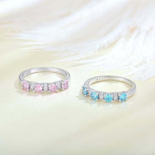 STARCHENIE 4-Stone Promise Ring for Her | 925 Sterling Silver Engagement Wedding Band | Stackable Eternity Ring Size 5-104