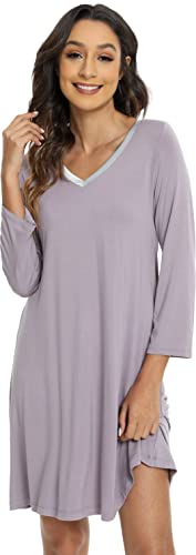 Image of GYS Womens Bamboo Viscose Nightgown Super Soft Lightweight Night Shirts for Sleeping