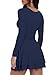 OKIFOIR Women's Square Neck Mini Dress Long Sleeve Ruffle Hem Ruched Waist Short Corset Party Dresses (Navy,Small)