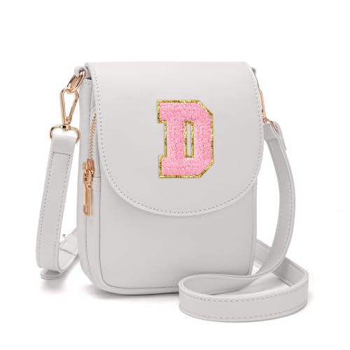 Image of Viverte Crossbody Purse for Teen Girls Small Initial Cell Phone Toddler Purse Leather Triple Compartment Crossbody Bags