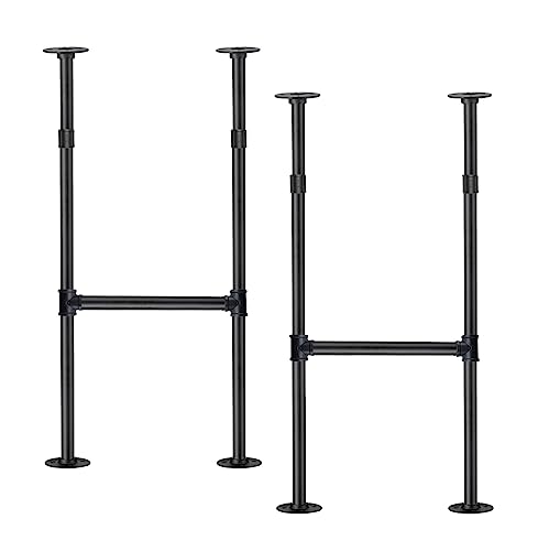 Mdjwjj Industrial Pipe Counter Bar Height Table Leg,Metal Table Legs,Iron Base Legs Coffee Tables, Desks, Nightstand,2Pcs, 38' H × 14' W(Black)