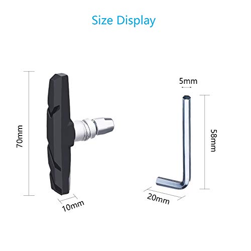 CHALA 12stk Fahrrad Bremsbeläge Set V Brake Bremsschuhe Bremsklöttze aus Aluminium und Gummi Fahrradbremse Bremsschuhsatz für Shimano tektro xlc promax MTB 70 mm schwarz - Image 8