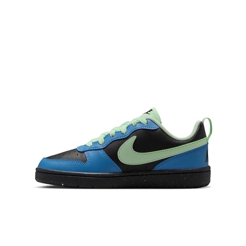 Image of Nike Unisex Court Borough Low Recraft (Gs) Black /Volt Tint-Dutch Blue-Phantom Basketball Shoes 3 UK