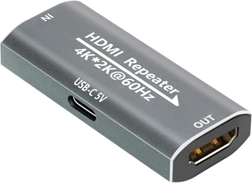 Répéteur HDMI 4K 60Hz Amplificateur Signal HDMI 2.0 avec Alimentation USB pour TV, PC Portable, PS5, Lecteur Blu-Ray (Slate Gray)