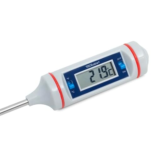 Traceable Digital Pocket Thermometer with Calibration, 302°F; High-Accuracy, 8" Long-Stem