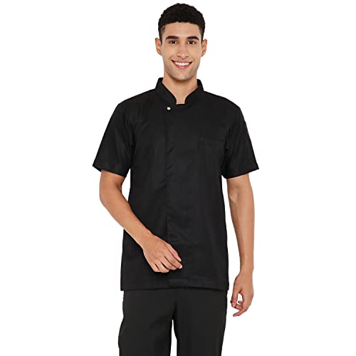 Image of Associated Uniforms Premium Plain Half sleeve Chef Coat (Chef Jacket - Smart Fit) (XXL-44, BLACK) B0B3XHTB82