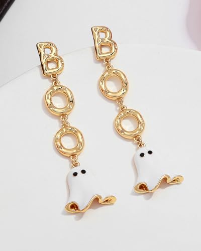 Halloween Earrings for Women Bat Pumpkin Black Cat Witch Hat Skull Earrings Costume Party Jewelry4