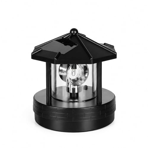 KKZACONL Solar Lighthouse Lamp with 360 Rotating Beacon IP44 Waterproof LED Light for Garden Yard Balcony Fence Outdoor Decor Motion-Activated