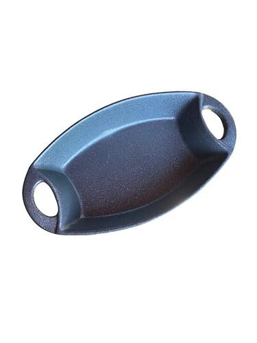 Oval fırın kabı, dış döküm, iç seramik, lacivert