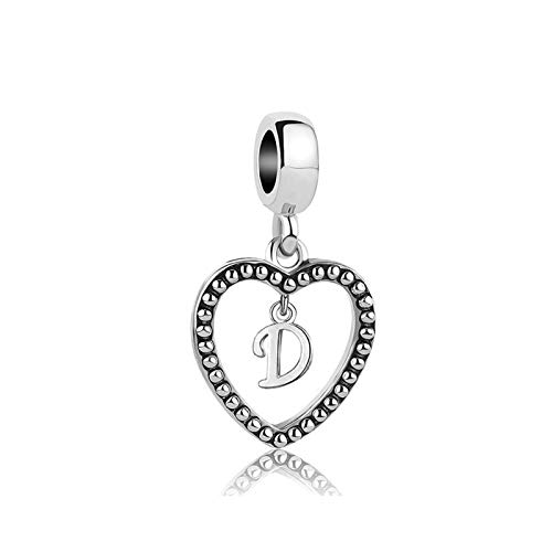 Abalorio de letra inicial de plata para pulsera Pandora y collar