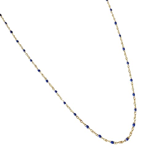 Collier perles émail artisanal - Collier chaine fine acier inoxydable doré - Collier été -...