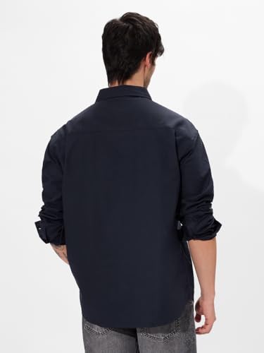 Image of The Souled Store Solids Off White Long Sleeve Collared Cotton Utility Shirts for Mens & Boys- Regular Fit with Classic Style
