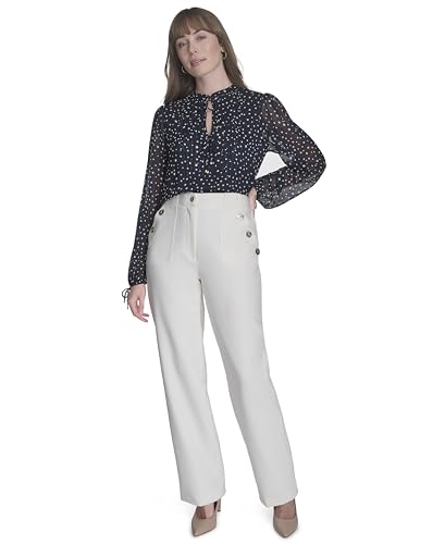 Tommy Hilfiger Women's Long Sleeve Dot Print Tie Neck Blouse2