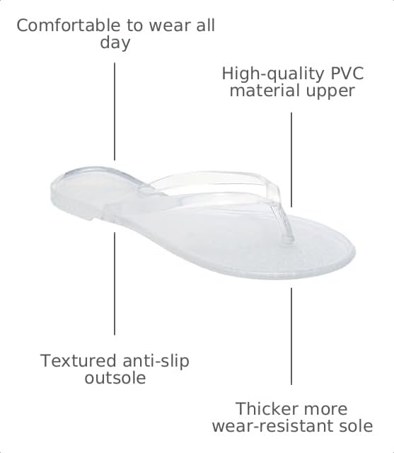 Image of Womens Flip Flops Thong Sandals Jelly Shoes Flat for Ladies Slides Black Slippers Size 9 Slip On Summer Beach Dressy