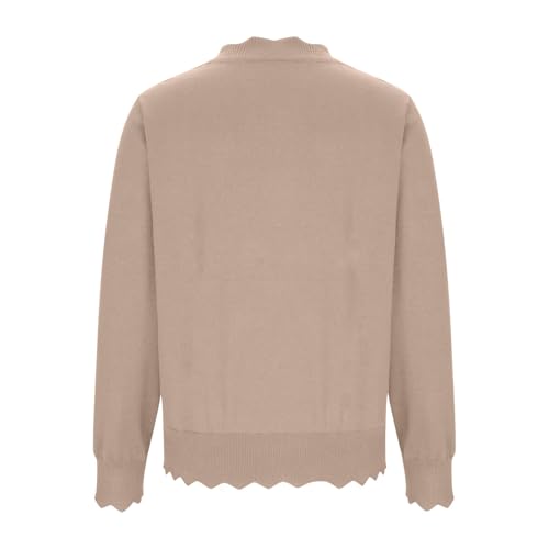 Women's Cardigan Sweater V Neck Lightweight Button Front Knit Tops Khaki - image 5