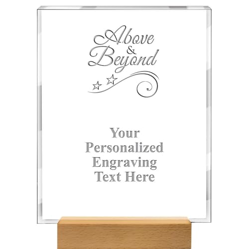 Crown Awards Personalized Showcase Acrylic, 10" Printed Above & Beyond Showcase Acrylic Award Prime