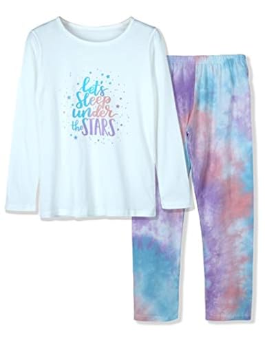 Beezizac Big Girls Pajamas 100% Cotton Sleep Under The Stars Sleepover Sleepaway Camp PJS Set Size 4T