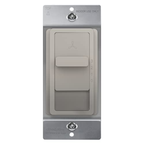 TOPGREENER 3-Speed Ceiling Fan Control Switch, Single Pole, 2.5A, Nickel
