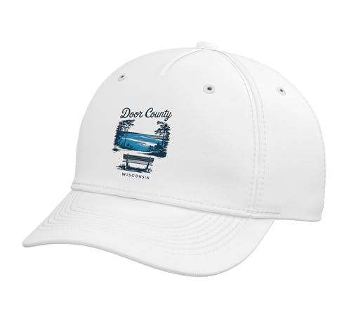 Door County Wisconsin Vintage Travel Scenic View Adjustable Printed Baseball Hat, White