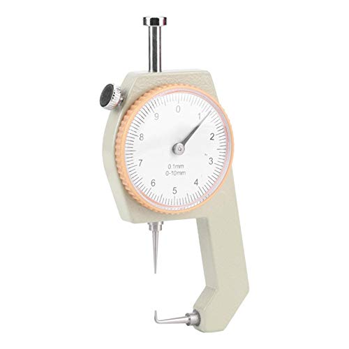 Jauge d'épaisseur à tête plate portable - Compteur d'épaisseur - Cadran conique - 0 à 10 mm d'épaisseur - Pour cuir - Pour papier (pointe incurvée)