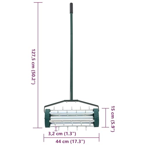 Rouleau à gazon avec pointes d'aération en acier pour oxygéner le sol de jardin - 7