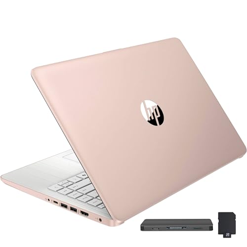 HP Stream 14' HD BrightView Laptop, Intel Celeron N150, 16GB RAM, 288GB Storage (128GB eMMC + 160GB Docking Station Set), Intel UHD Graphics, 720p Webcam, Wi-Fi, 1 Year Office 365, Win 11 S, Gold