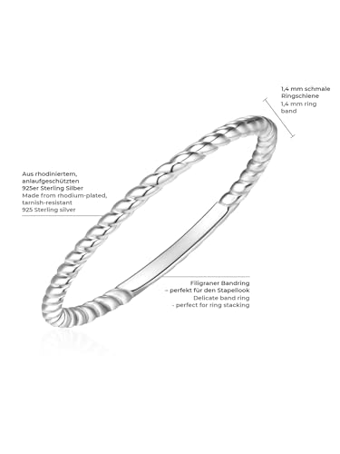 GLANZSTÜCKE MÜNCHEN Damen-Ring 925/- Sterling Silber - Steckring gedreht Silberring Vorsteckring
